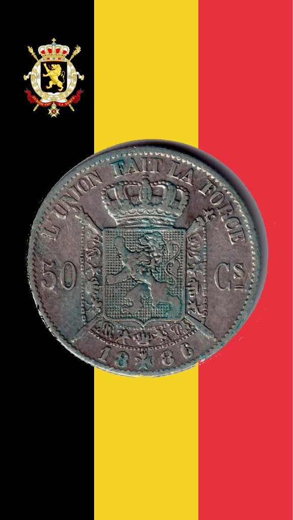 VARIANTE: 50 cents 1886 FR (86 sur 61) - Léopold II, Monnaie en vrac, Argent, Argent, Envoi
