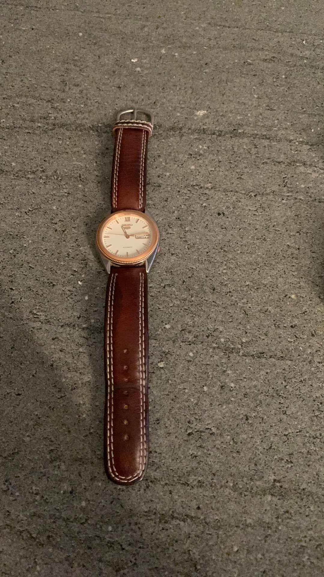 Seiko 5 Original, Montre-bracelet, Seiko, Cuir, Enlèvement