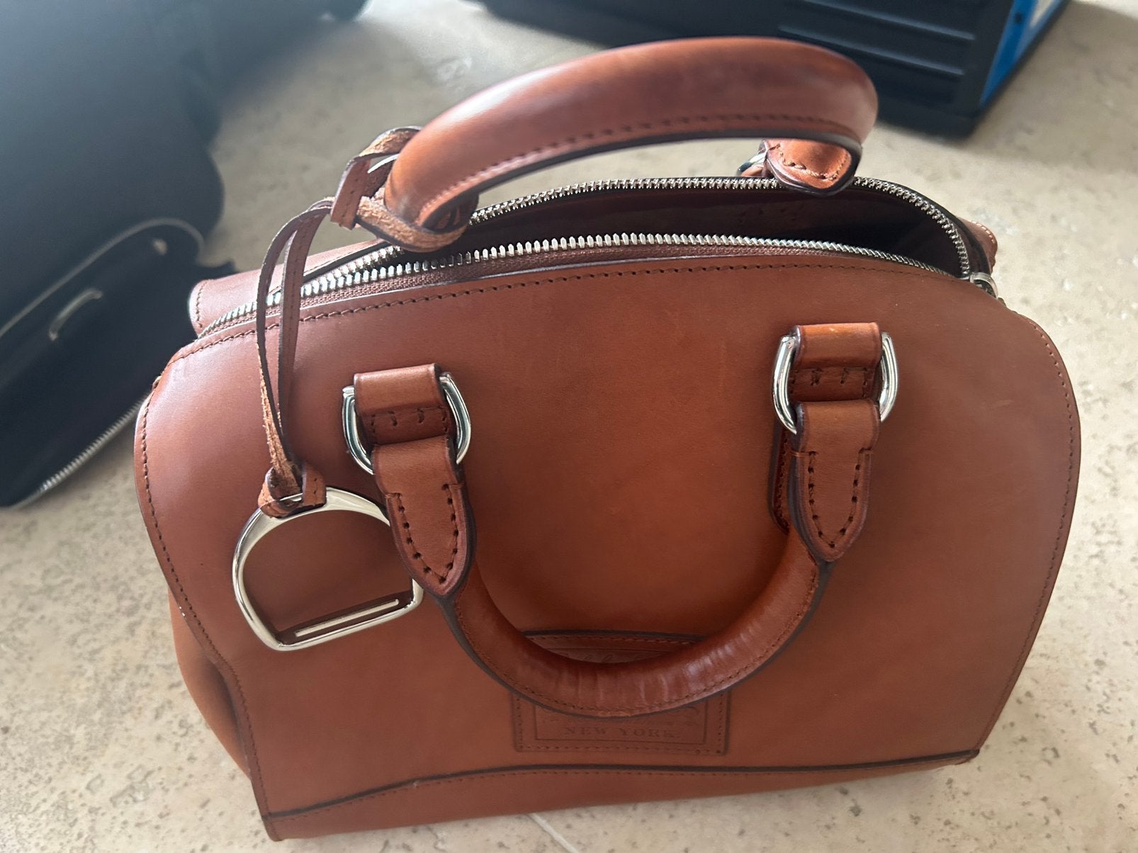 Ralph Lauren handtas bruin leder, Ophalen, Zo goed als nieuw, Bruin, Handtas