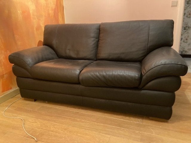 Divan cuir noir, Maison & Meubles, Canapés | Salons, Enlèvement, Cuir