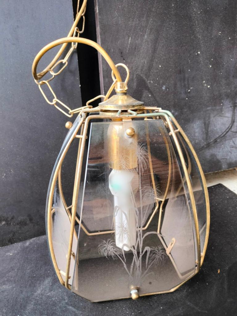lampe suspendue vintage Hollywood Regency, Enlèvement ou Envoi, Verre