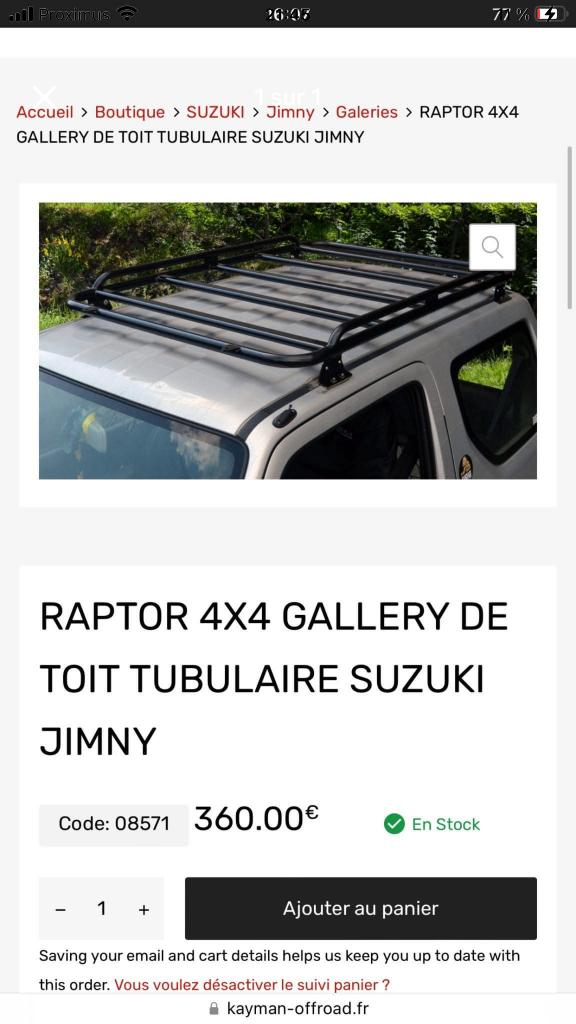 Galerie de toit Jimny, Enlèvement