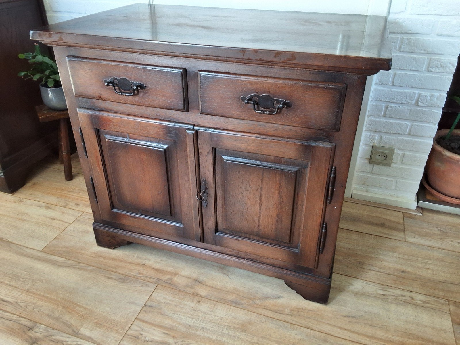 kastje in massief eiken, Ophalen, Gebruikt, Eikenhout, Met lade(s)