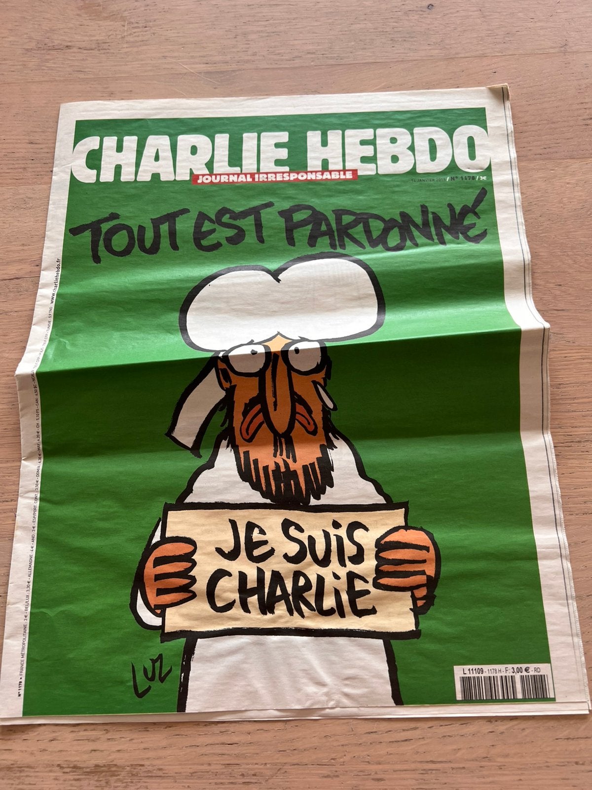 Charlie Hebdo Numéro 1178 Couverture Luz, Ophalen of Verzenden