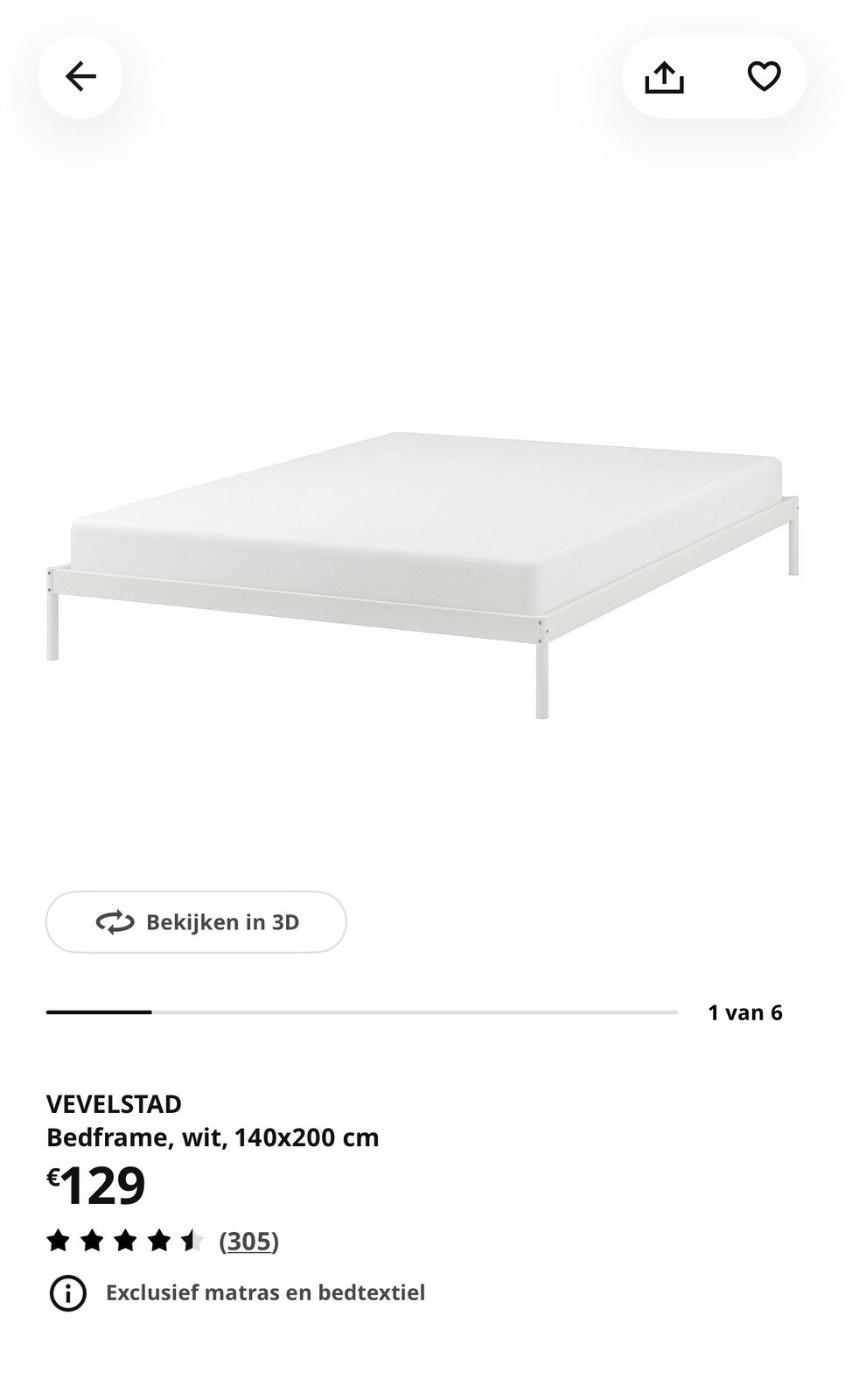 VEVELSTAD Bed te koop, Ophalen, 140 cm, Zo goed als nieuw, Bedbodem