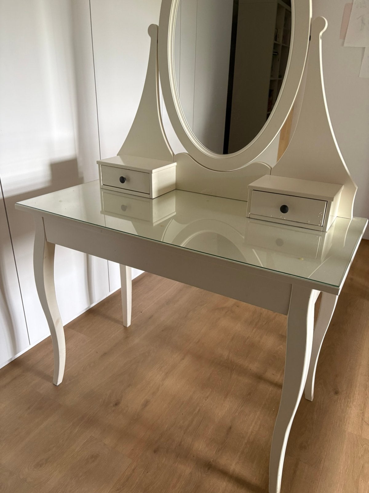 toilettafel met spiegel, wit, Ikea Hemnes, Ophalen, Gebruikt, Romantisch, 50 tot 100 cm