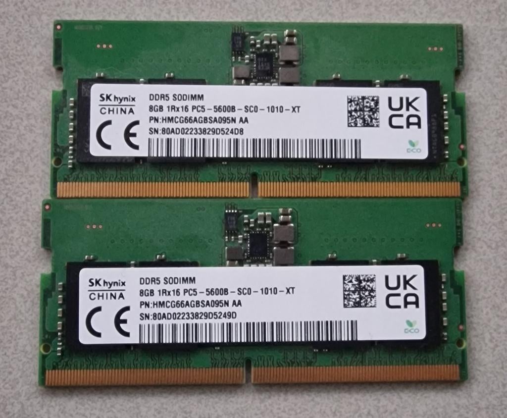 Titel
16GB DDR5 Laptop RAM  – DDR5-5600 SK hynix, Ophalen of Verzenden, DDR5, Laptop