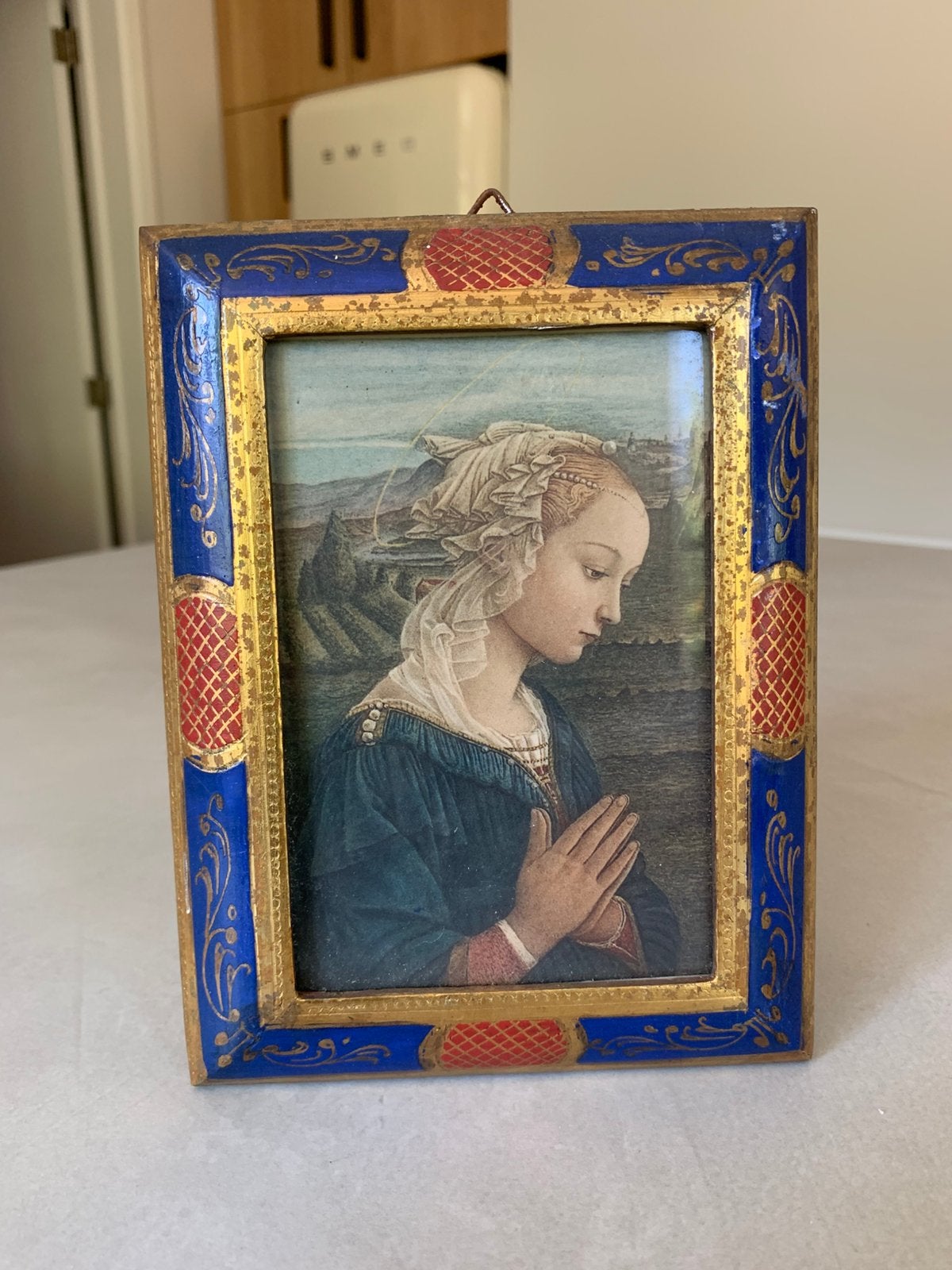 Cadre florentin vintage avec Vierge - Maison d'Art Brussels, Enlèvement ou Envoi, Vintage, Papier