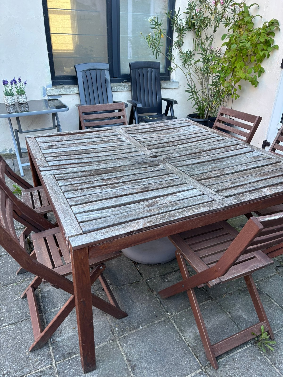 Ensemble table et chaises de jardin, Jardin & Terrasse, Enlèvement, Utilisé, Bois, 6 places