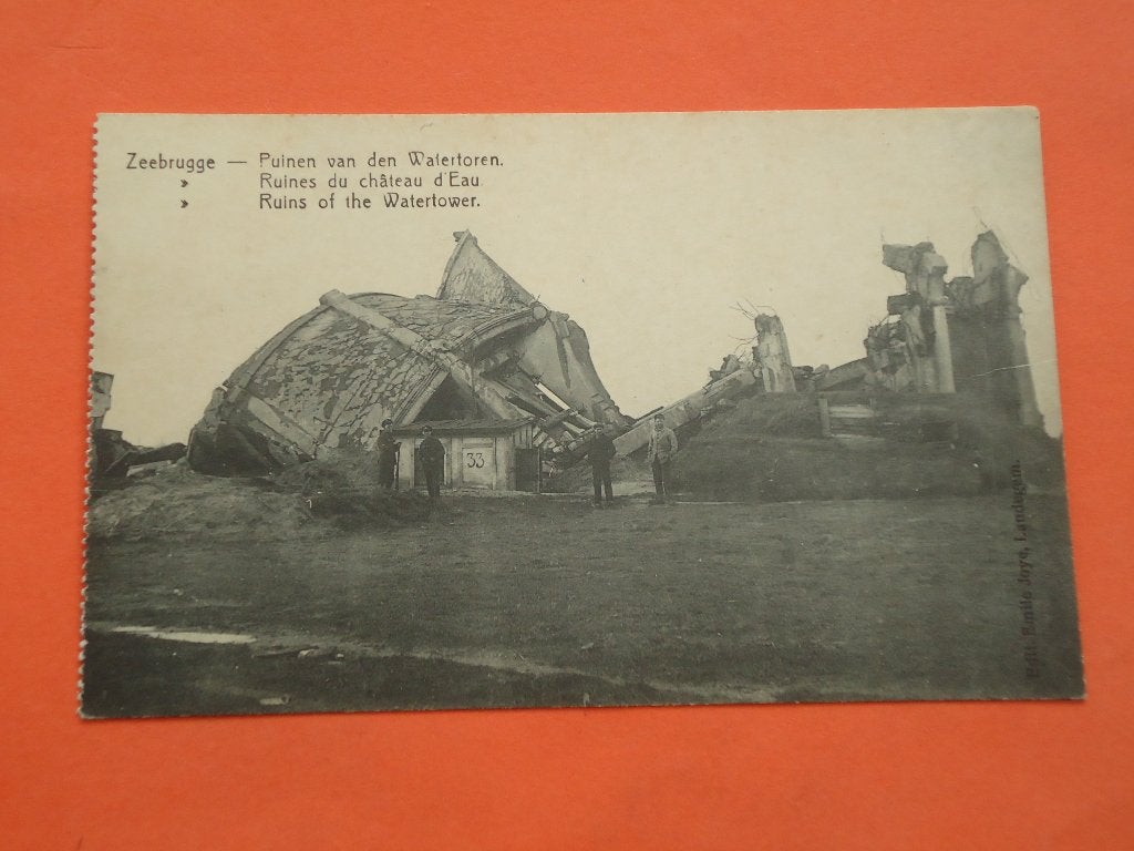 Oorlog 1914 - 1918 Zeebrugge Puin van den watertoren, Verzamelen, Ophalen of Verzenden, 1920 tot 1940, Ongelopen, West-Vlaanderen