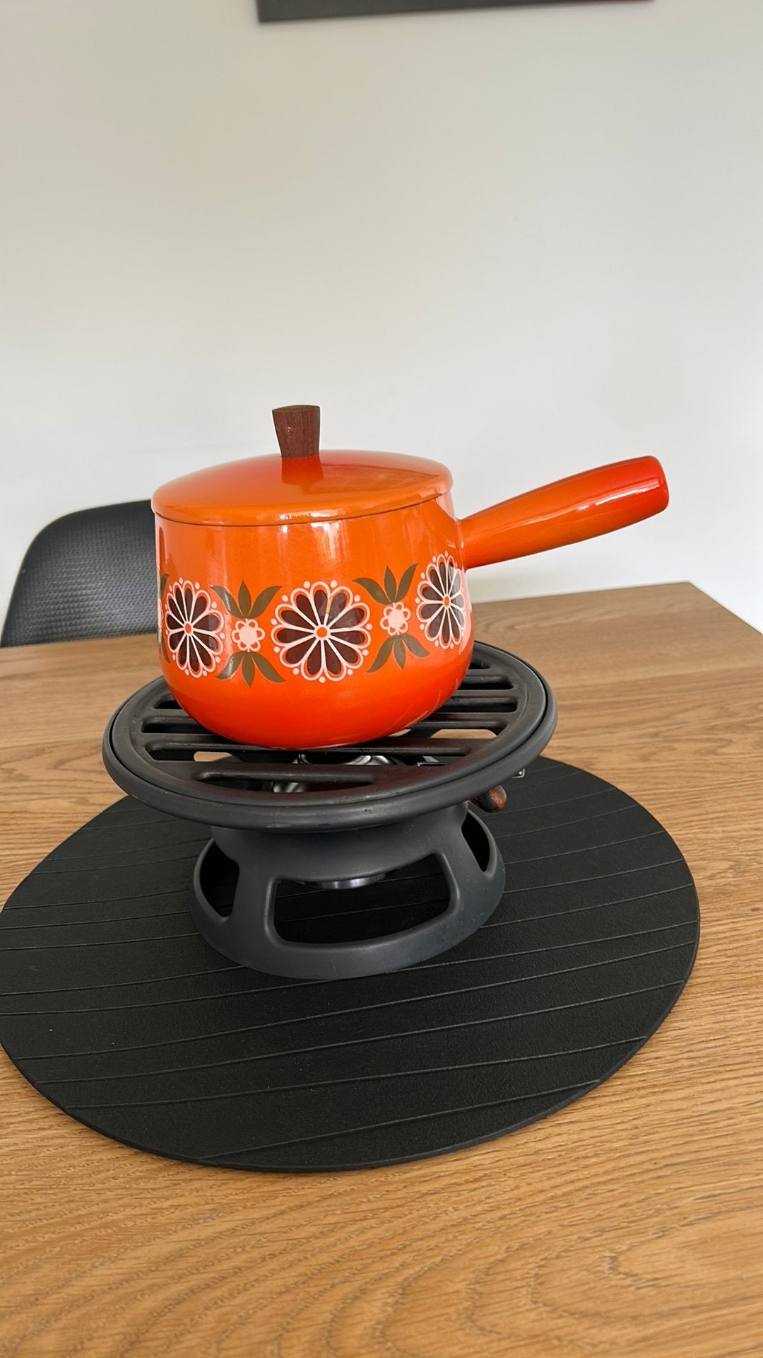 Vintage fonduestel in gietijzer, Aubecq, Ophalen of Verzenden, Zo goed als nieuw, Brander, Fondueset