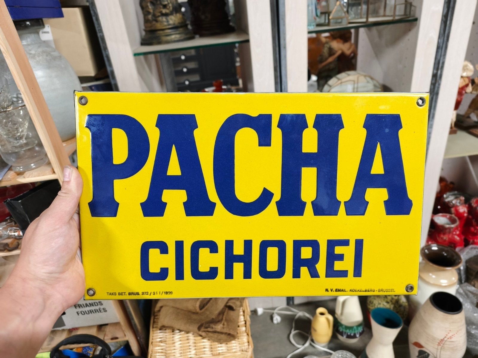 Emaille bord Pachz cichorei 1939 Koekelberg, Collections, Enlèvement ou Envoi, ., ., .
