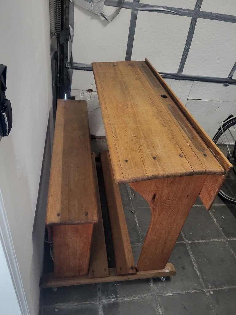 Vintage school bankje, Antiek en Kunst, Antiek | Meubels | Stoelen en Sofa's, Ophalen