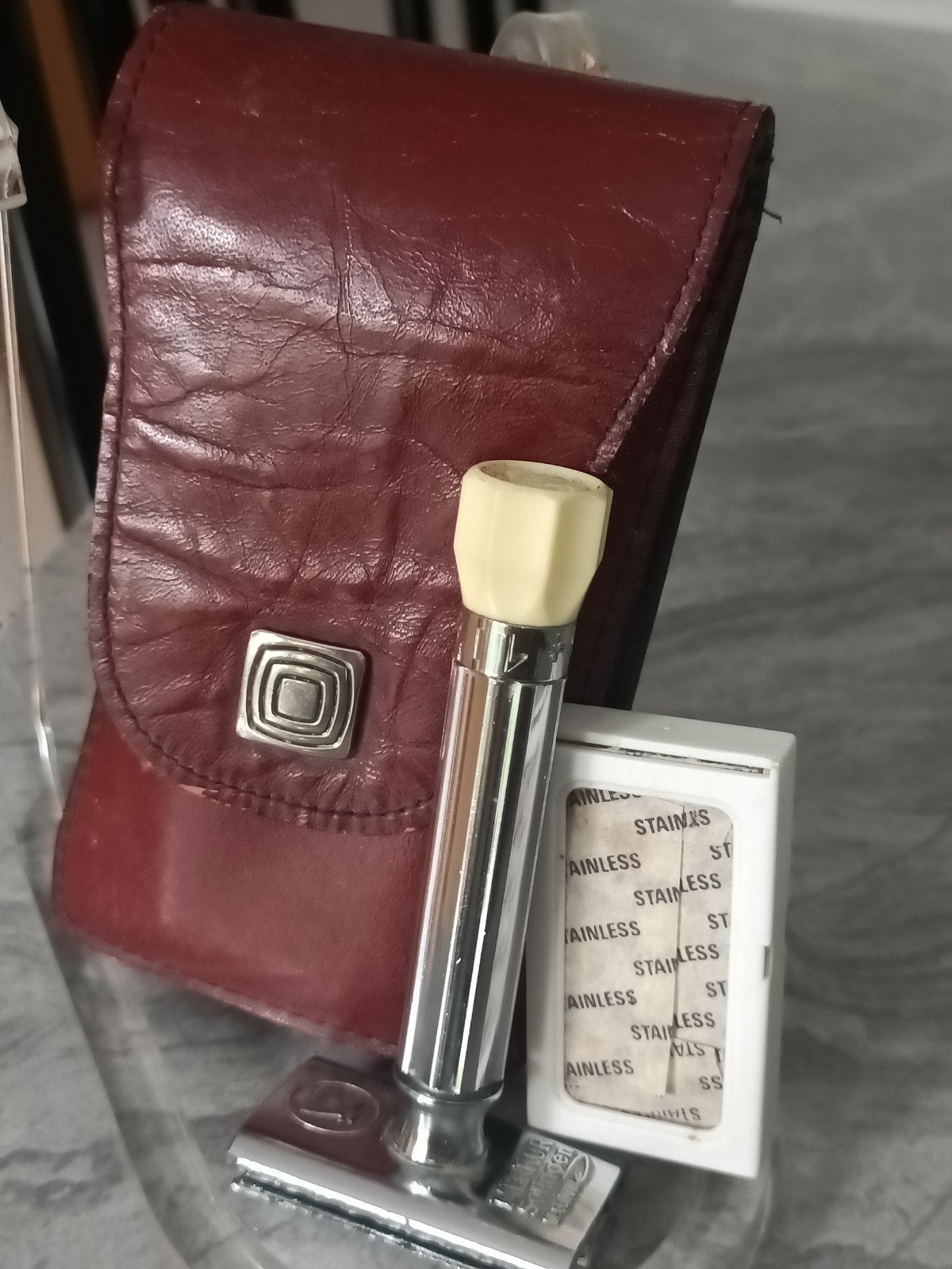 Rasoir MERKUR 500 SOLINGEN 1950 complet d'origine. Vintage, Enlèvement ou Envoi