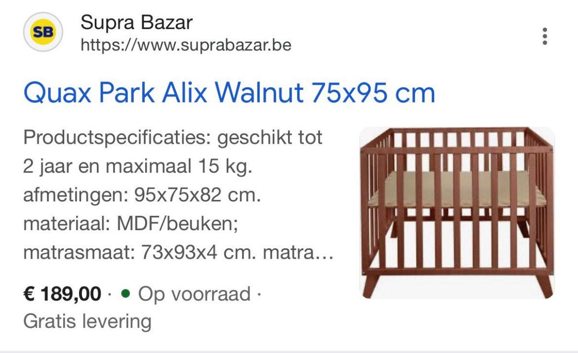 Quax Alix Walnut park 75x95cm, Enfants & Bébés, Enlèvement, Comme neuf