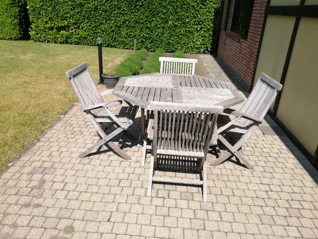 Tuinstel, Ophalen, 4 zitplaatsen, Teakhout, Zo goed als nieuw