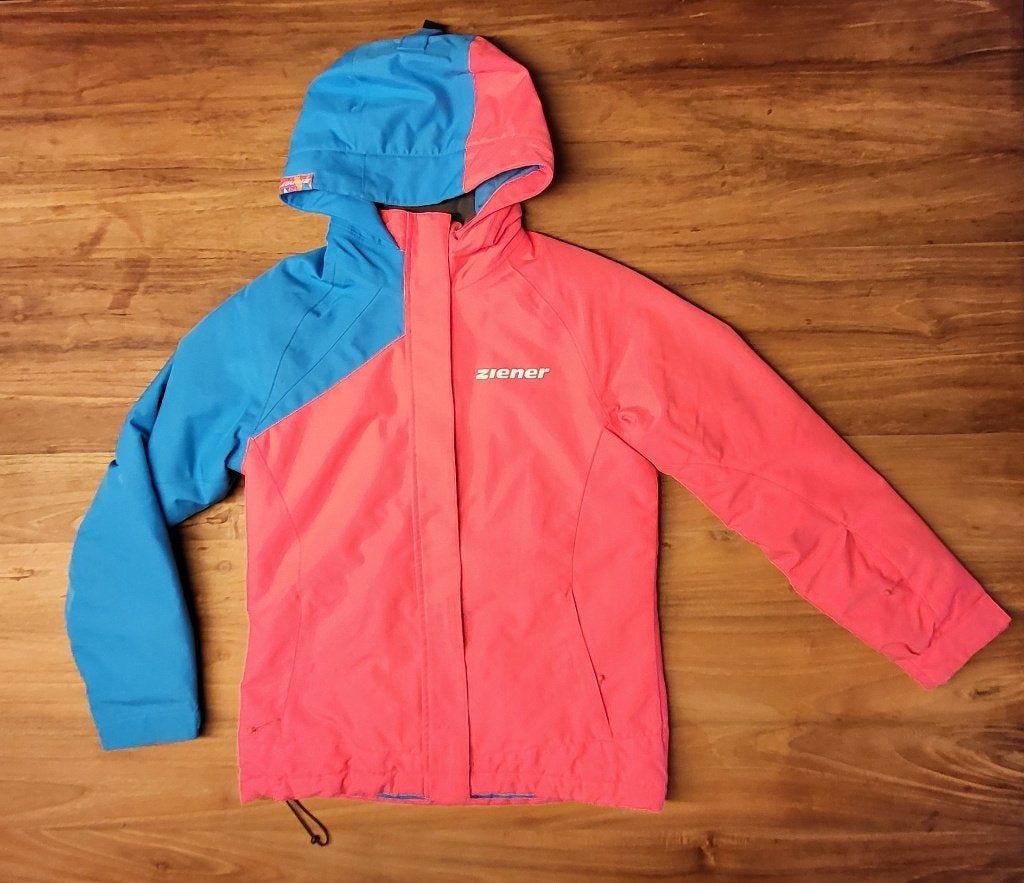 Fluo-oranje winterjas/skijas, Sport en Fitness, Ophalen, Gebruikt, Ski, Kleding