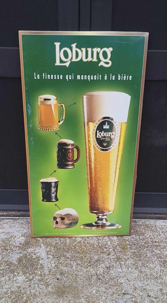 Groot Loburg Bier reclamebord van blik🍺, Ophalen of Verzenden, Gebruikt, Reclamebord