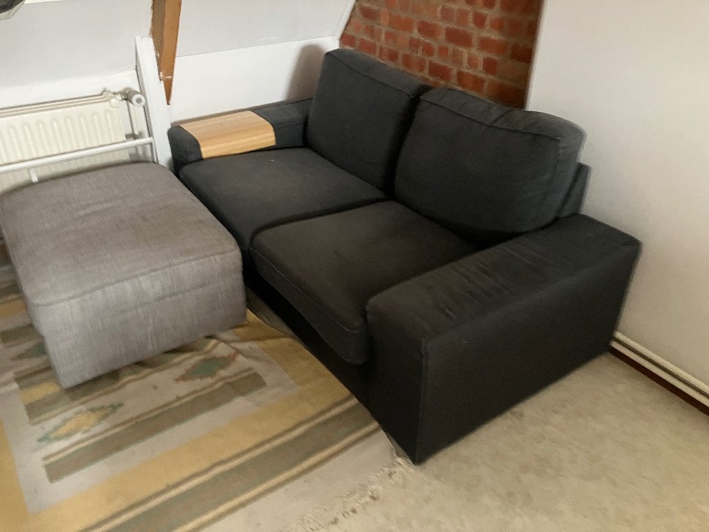 Zetel (2 zit ikea) + tv meubel (ikea) en poef, Enlèvement, Utilisé