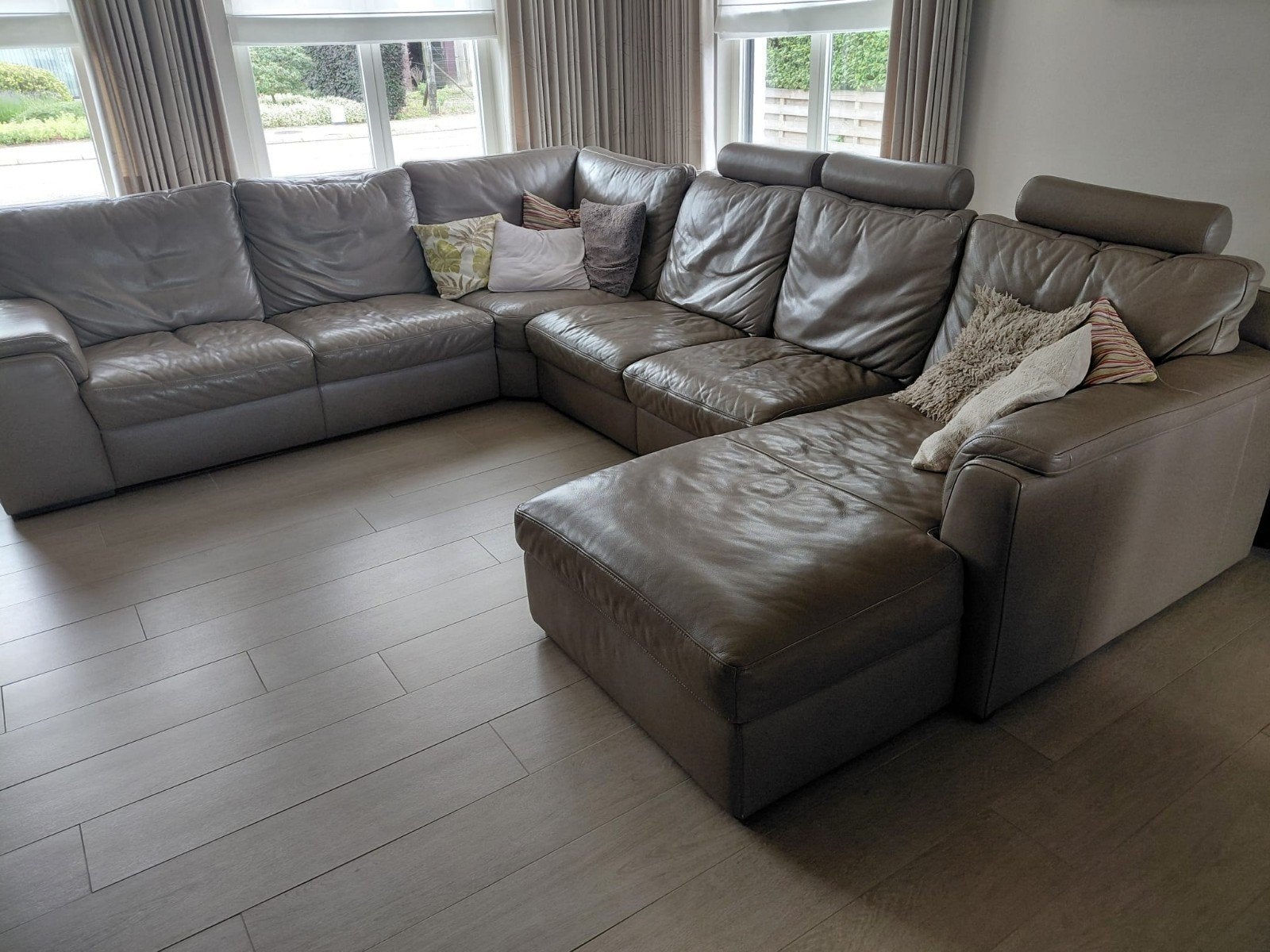 lederen hoekzetel, 150 cm ou plus, Enlèvement, Utilisé, Cuir