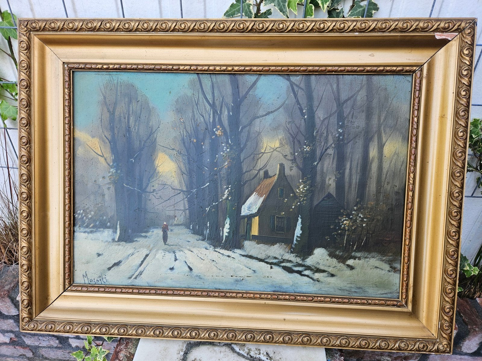 Schilderij sneeuw, Ophalen