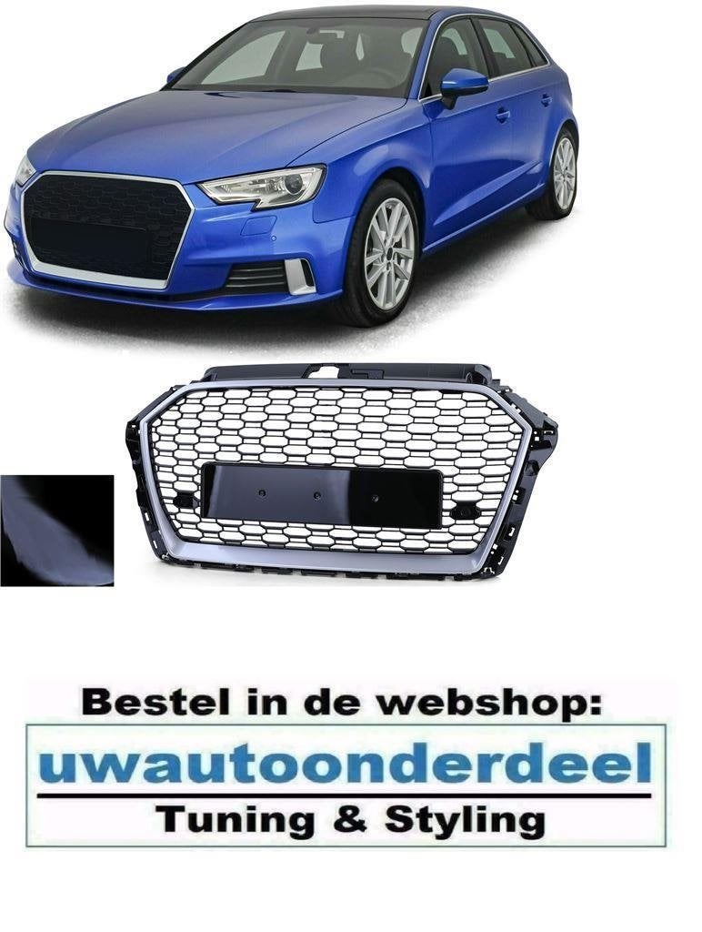 Sport Grill Zwart Honingraat Voor Audi A3 8V RS3 Look, Verzenden