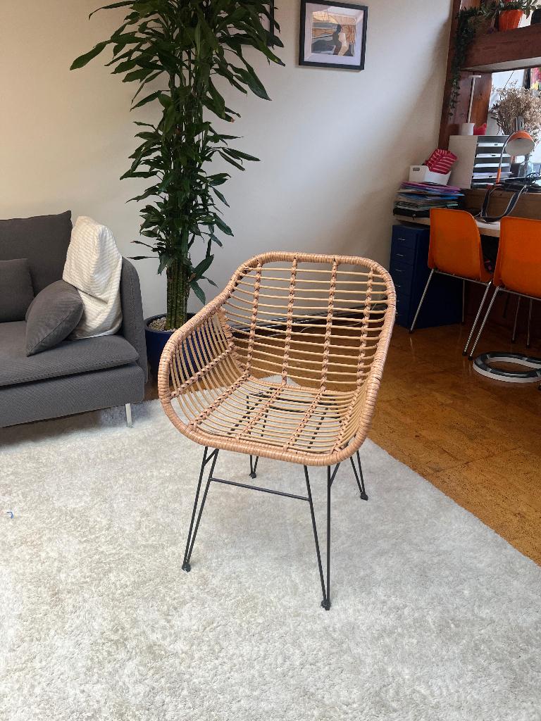 Set Stoelen (€360 voor 8stuks) Riet en Ijzer met armleuning, Maison & Meubles, Chaises, Riet, Autres couleurs, Comme neuf, Enlèvement
