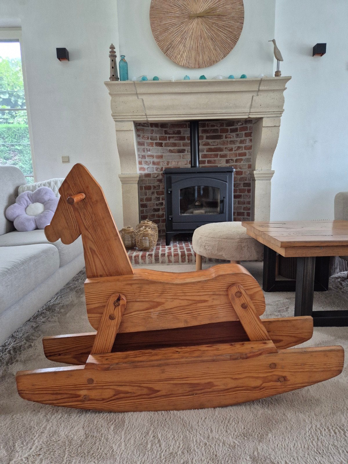 Prachtig vintage houten schommelpaard, Ophalen, Gebruikt