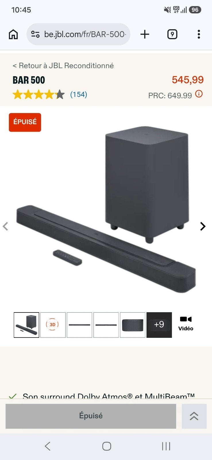 Barre de son Jbl, TV, Hi-fi & Vidéo, Enlèvement