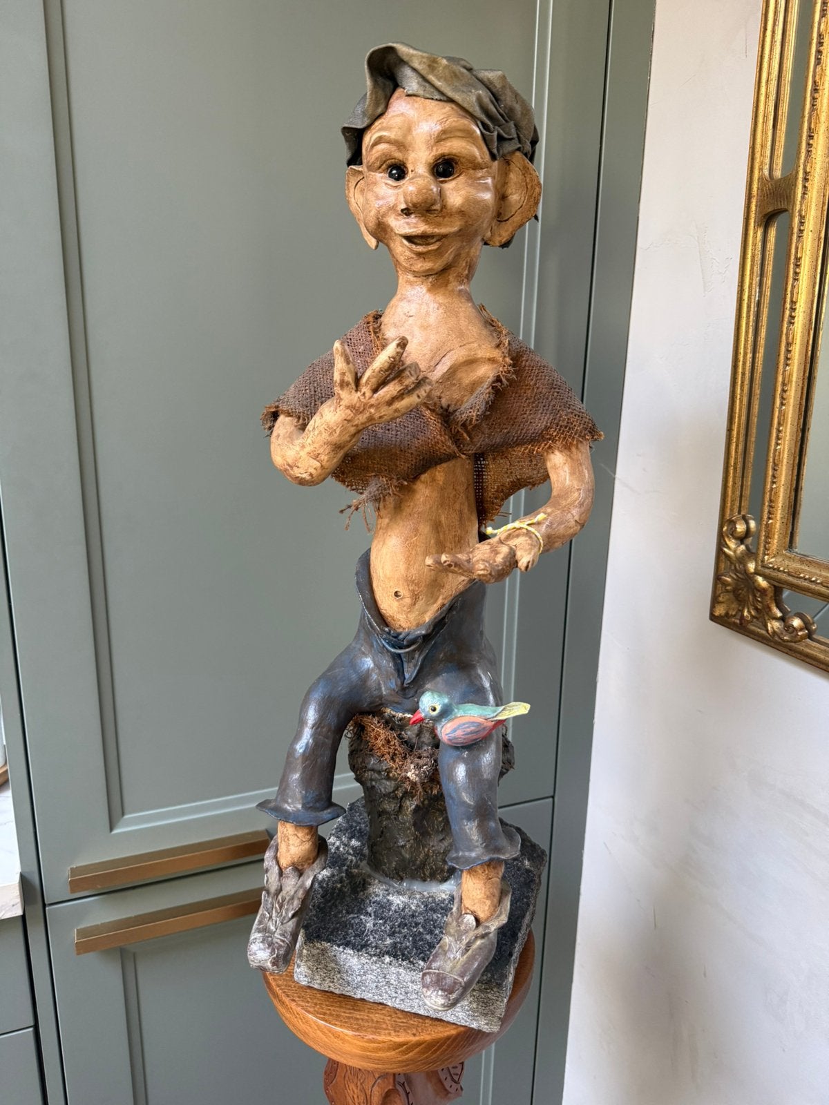 62cm beeld klei papier mache elf trol kabouter, Ophalen, Beeld