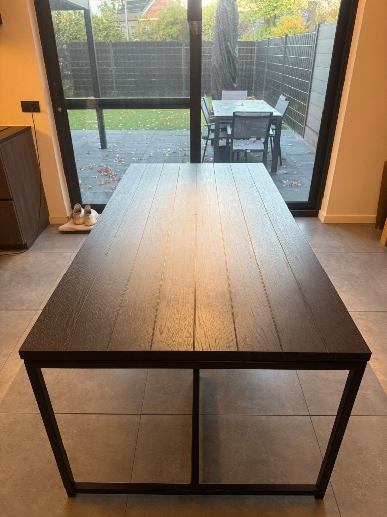 Massief eiken eetkamertafel, Ophalen, 100 tot 150 cm, Eikenhout, 200 cm of meer