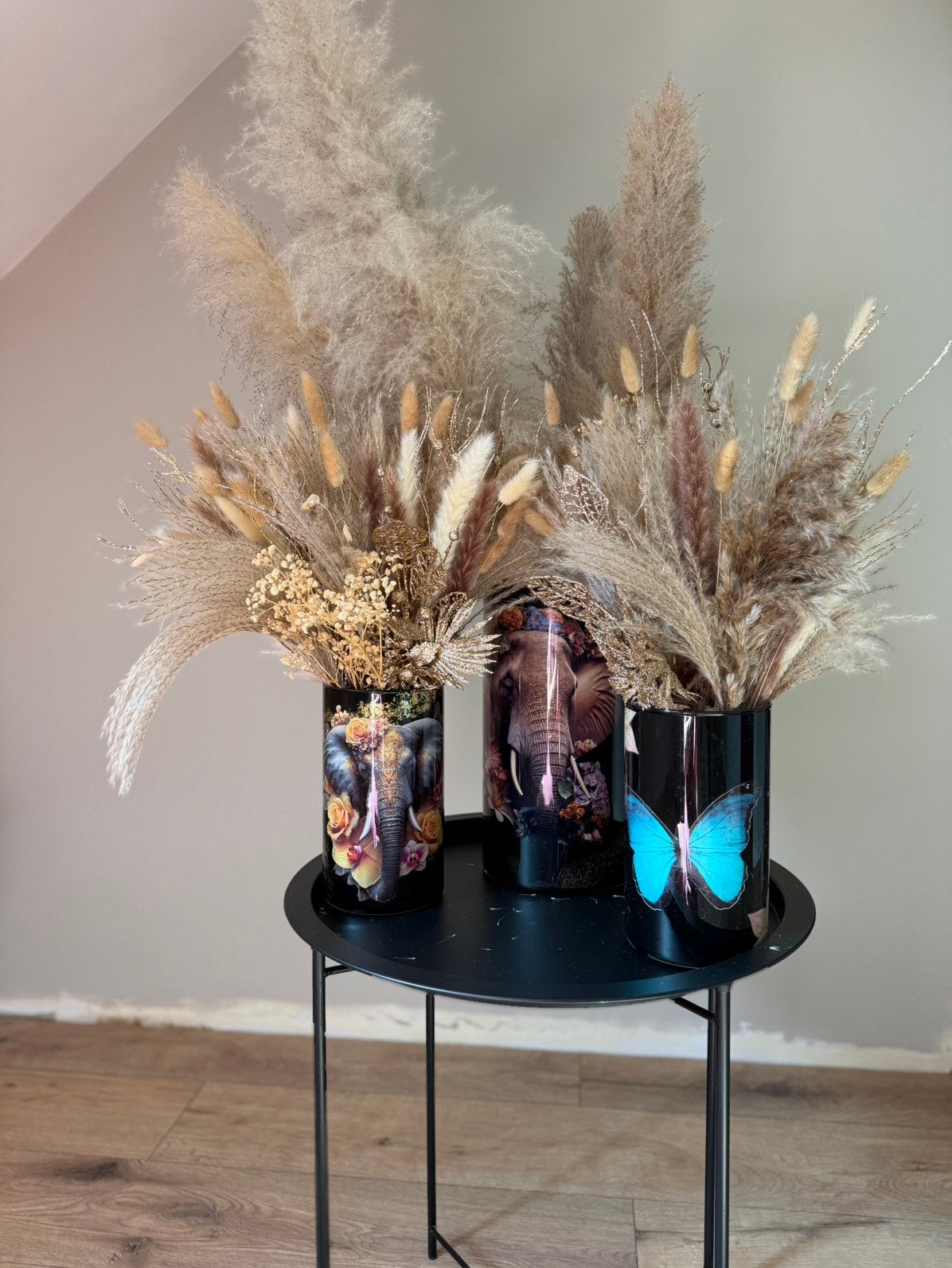 Vazen met droogbloemen, Ophalen, Zo goed als nieuw, Inclusief droogbloemen