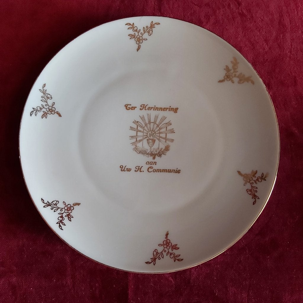 Assiettes de communion en porcelaine 1950-1960 - 8 pièces, Enlèvement ou Envoi