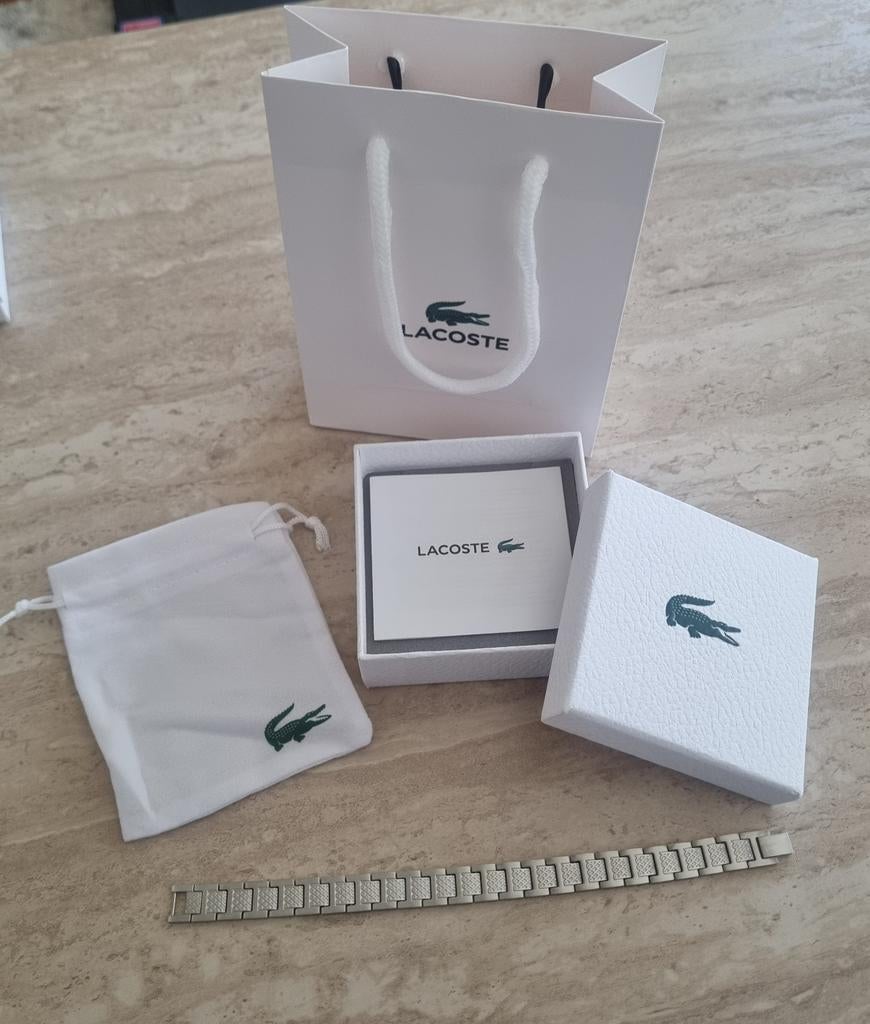 Bracelet Lacoste homme, Handtassen en Accessoires, Armbanden, Ophalen of Verzenden, Nieuw, Grijs, Zilver