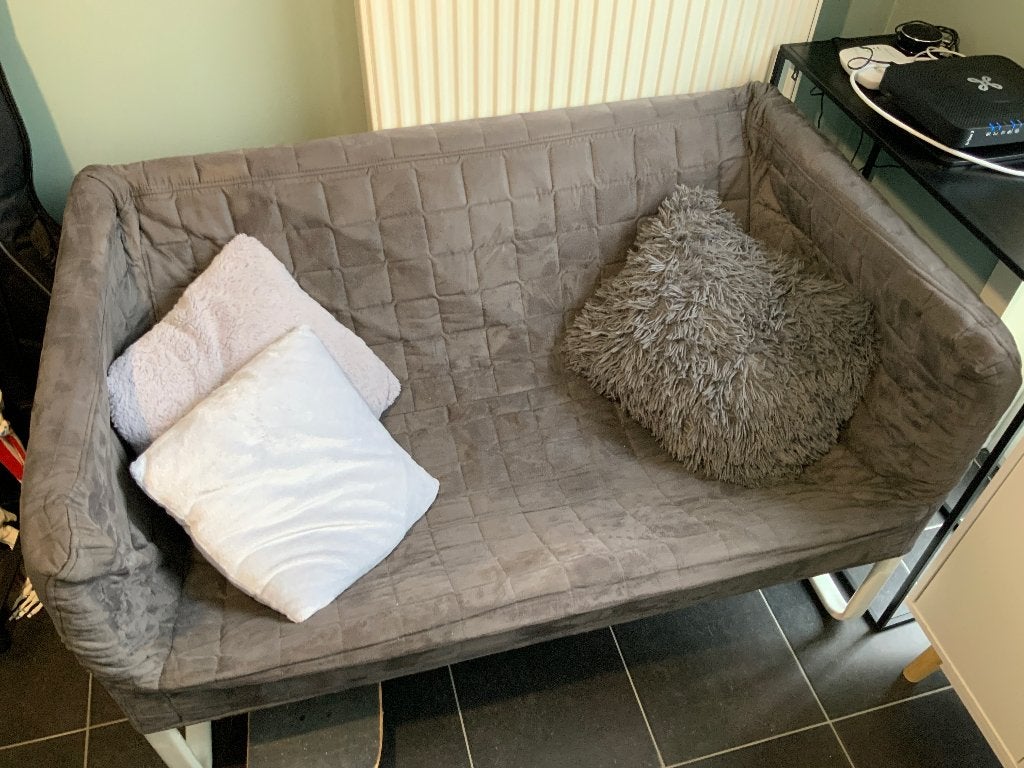 Petit canapé 2 places gris anthracite, 75 à 100 cm, Moins de 150 cm, Banc droit, Comme neuf