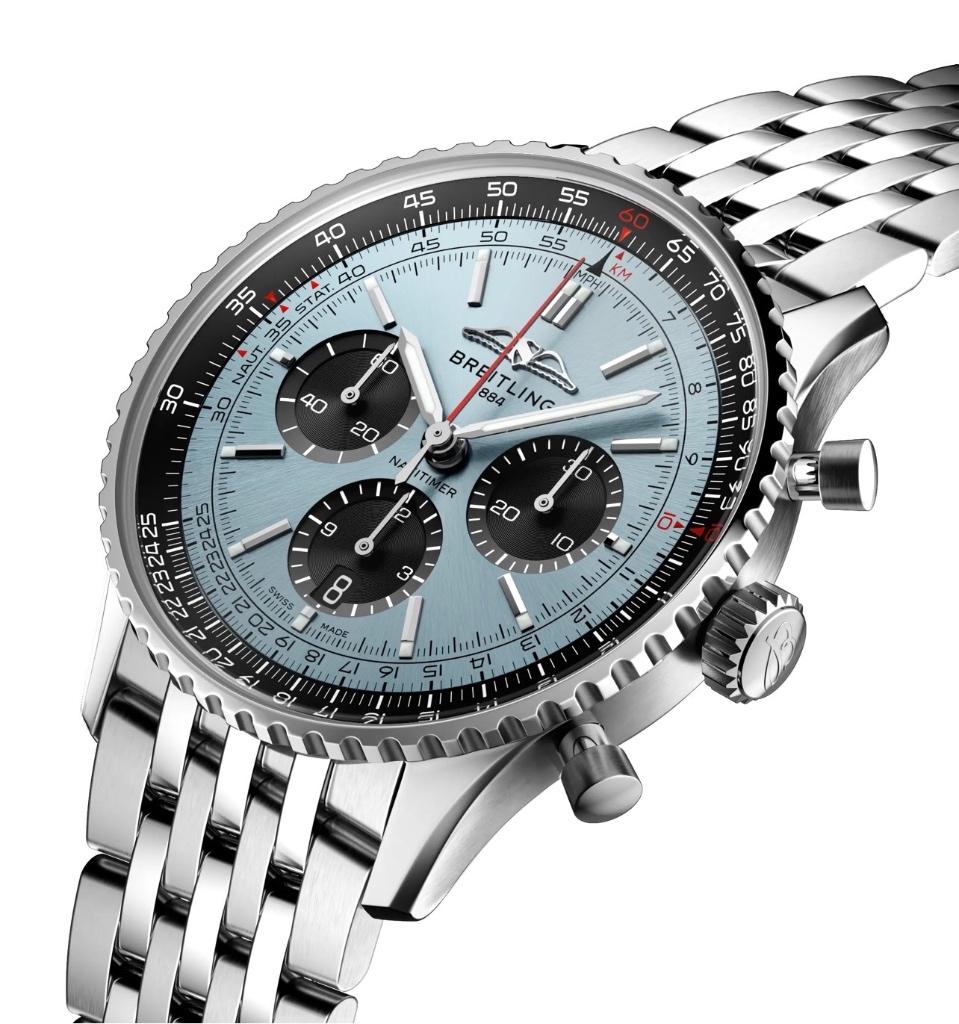 Breitling NAVITIMER Ice Blue B01 Chrono 43 NIEUW, Handtassen en Accessoires, Horloges | Heren, Ophalen, Staal, Staal, Breitling