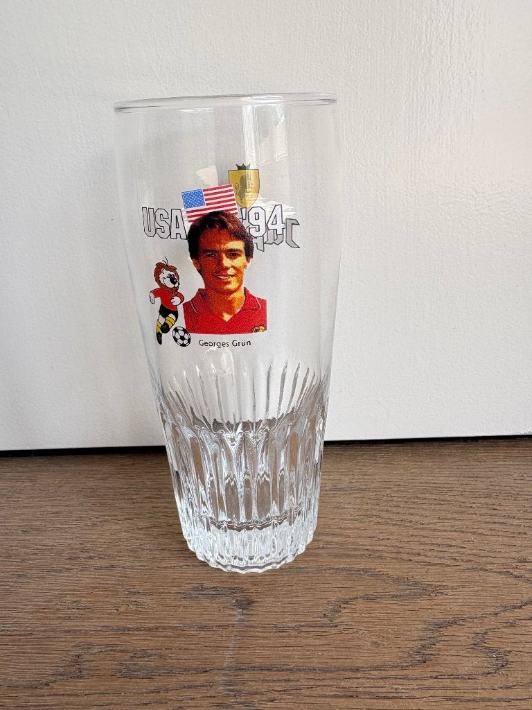 Jupiler glas USA 94 Georges Grün, Ophalen, Nieuw, Bierglas