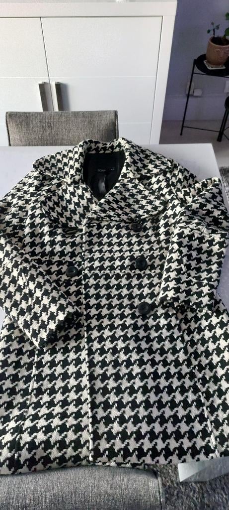 Dames mantel zwart wit 40, Ophalen of Verzenden, Maat 38/40 (M), Wit