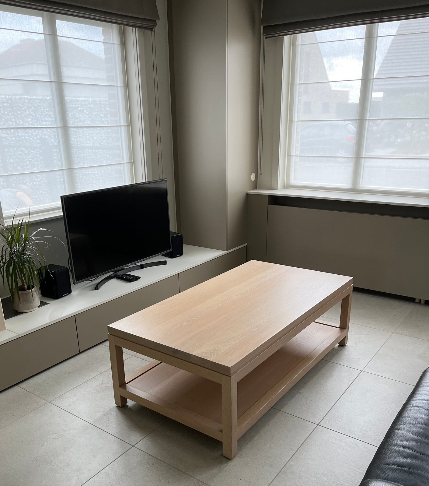 Table basse en chêne massif, Maison & Meubles, Enlèvement, Comme neuf, Rond
