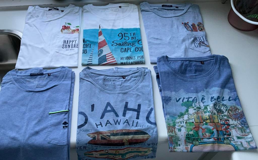 River - Woods - set van 9 T-shirts - jongens - maat 14 jaar, Ophalen, Zo goed als nieuw, Jongen, Shirt of Longsleeve