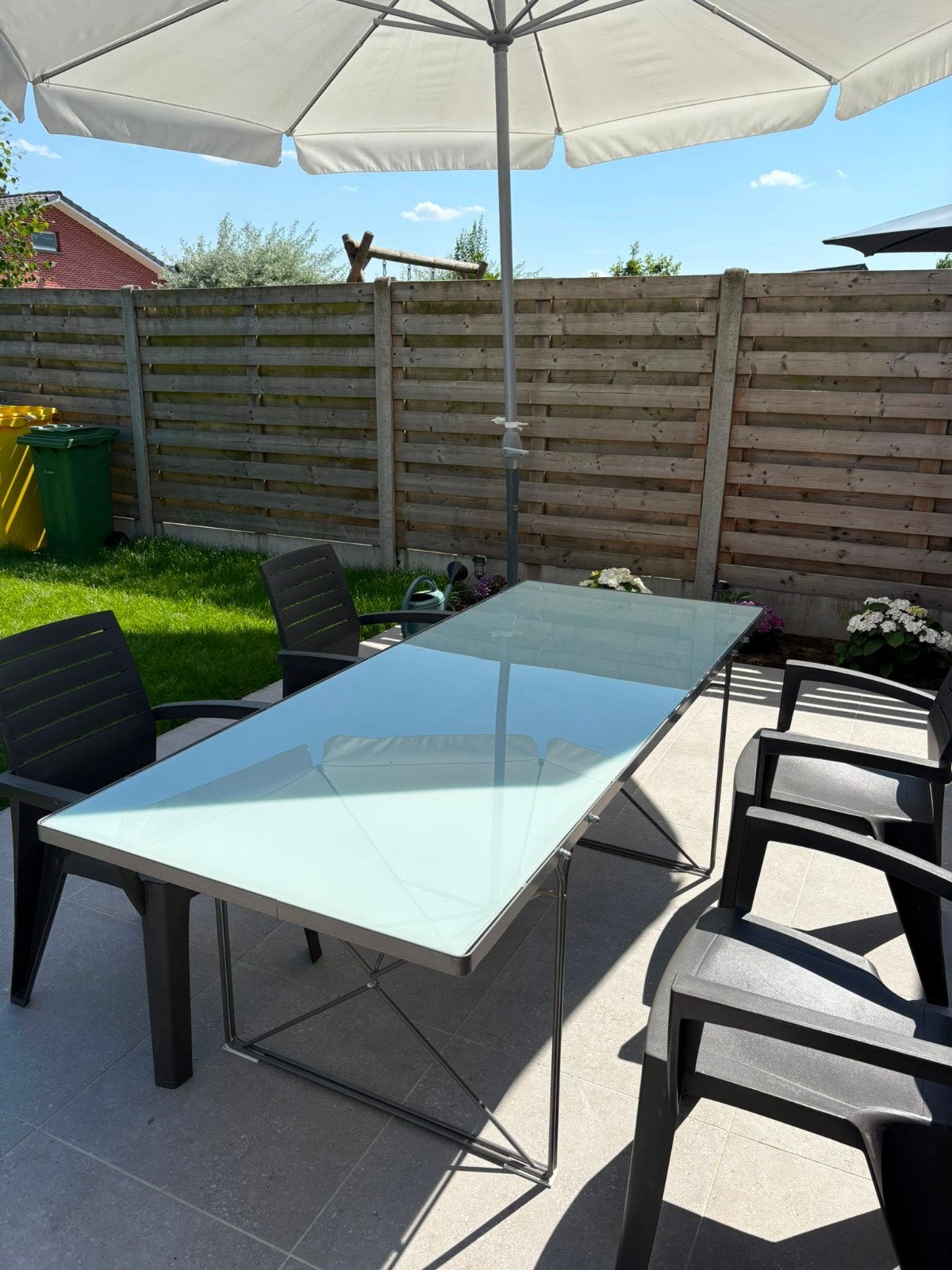 Tuintafel en 4 stoelen, Tuin en Terras, Tuintafels, Ophalen