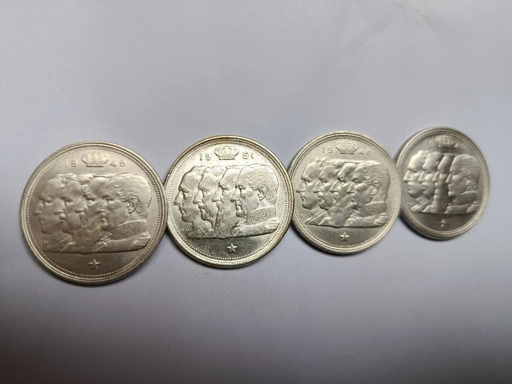 4 x 100 francs belges 4 rois (argent), Timbres & Monnaies, Enlèvement ou Envoi, Argent, Série, Argent