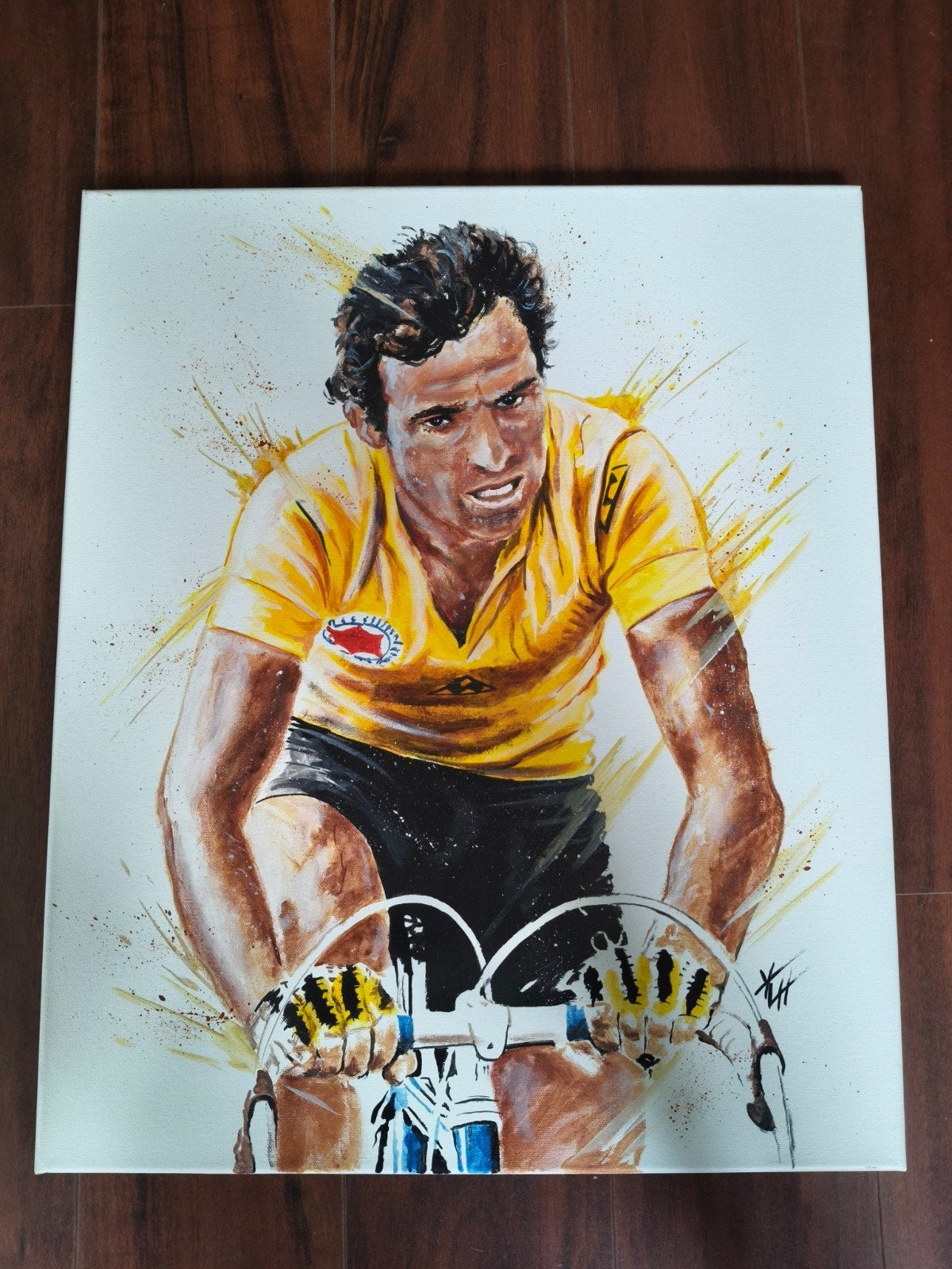 Tableau original Acrylique Yvan Courtet - Bernard Hinault Co, Enlèvement ou Envoi