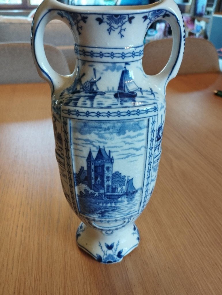 Ancien vase en porcelaine de Delft fin XIX ème . Art nouveau, Enlèvement