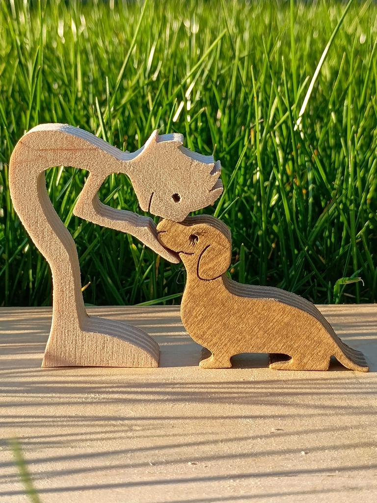 Handgemaakt houten mannetje met hond, Ophalen