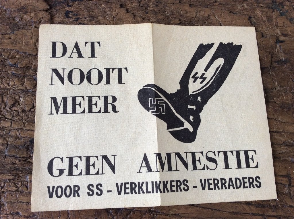 Origineel pamflet dat nooit meer geen amnestie, Ophalen of Verzenden, Overige soorten, Overige typen