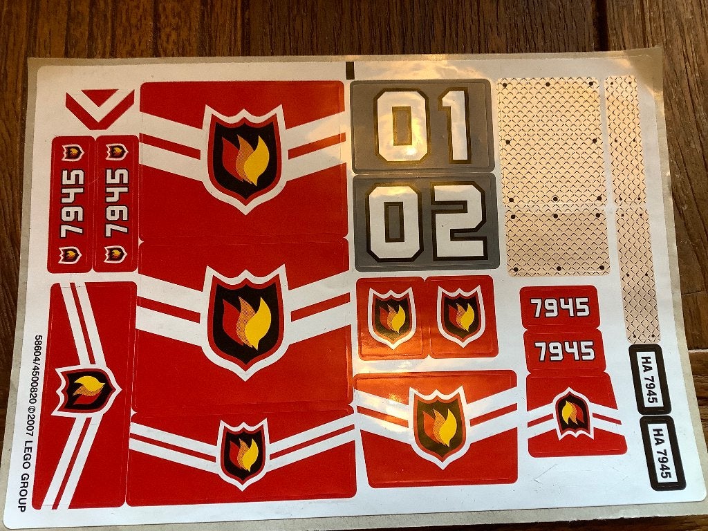 Lego Sticker Sheet for Set 7945, Ophalen of Verzenden, Zo goed als nieuw, Overige typen, Lego