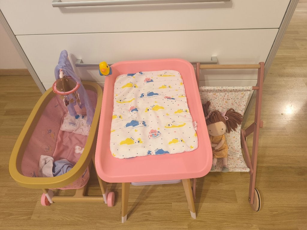 Poppenbed, verzorgingstafel + buggy, Kinderen en Baby's, Ophalen, Gebruikt