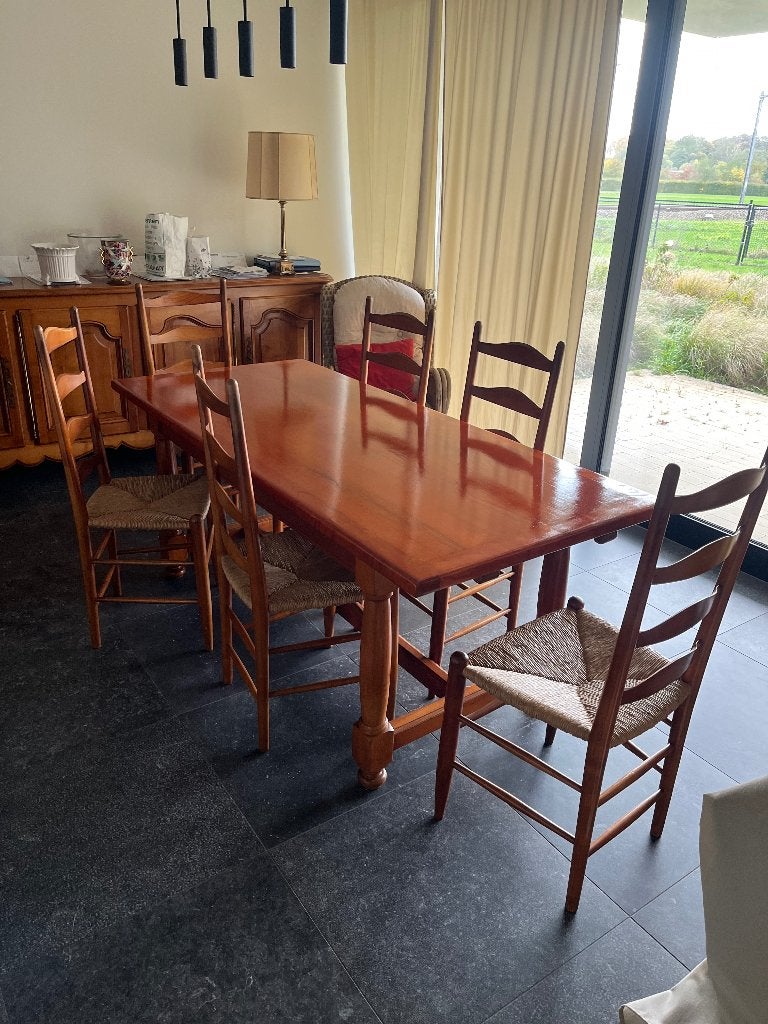 Eetkamer in kerselaar, Ophalen, Zo goed als nieuw, 4 tot 6 stoelen