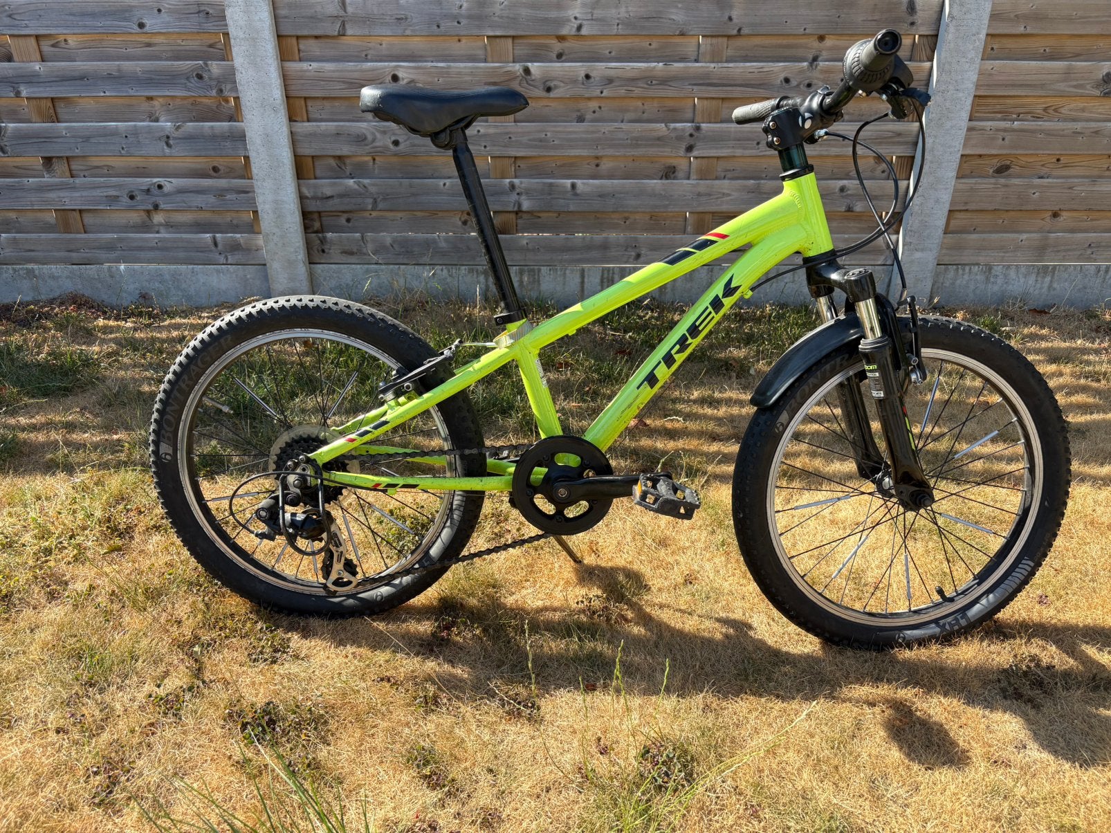 Trek Precaliber 20” kinderfiets — neongeel — 6 speed, Ophalen, Zo goed als nieuw, Aluminium, V-brakes